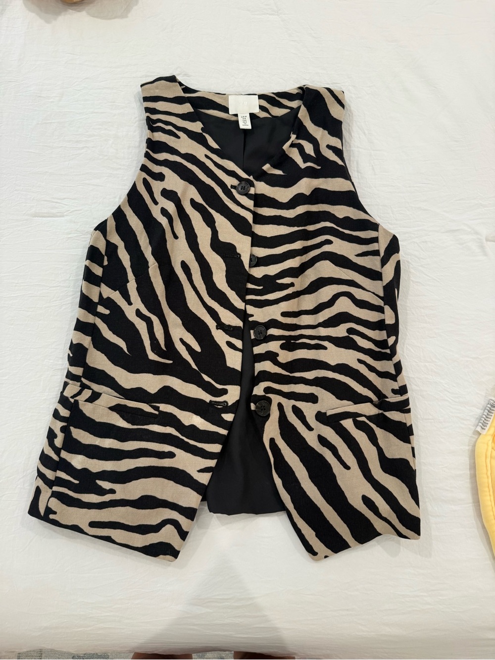 H&M Zebra-Print Button Vest - Black & Beige Size US 8